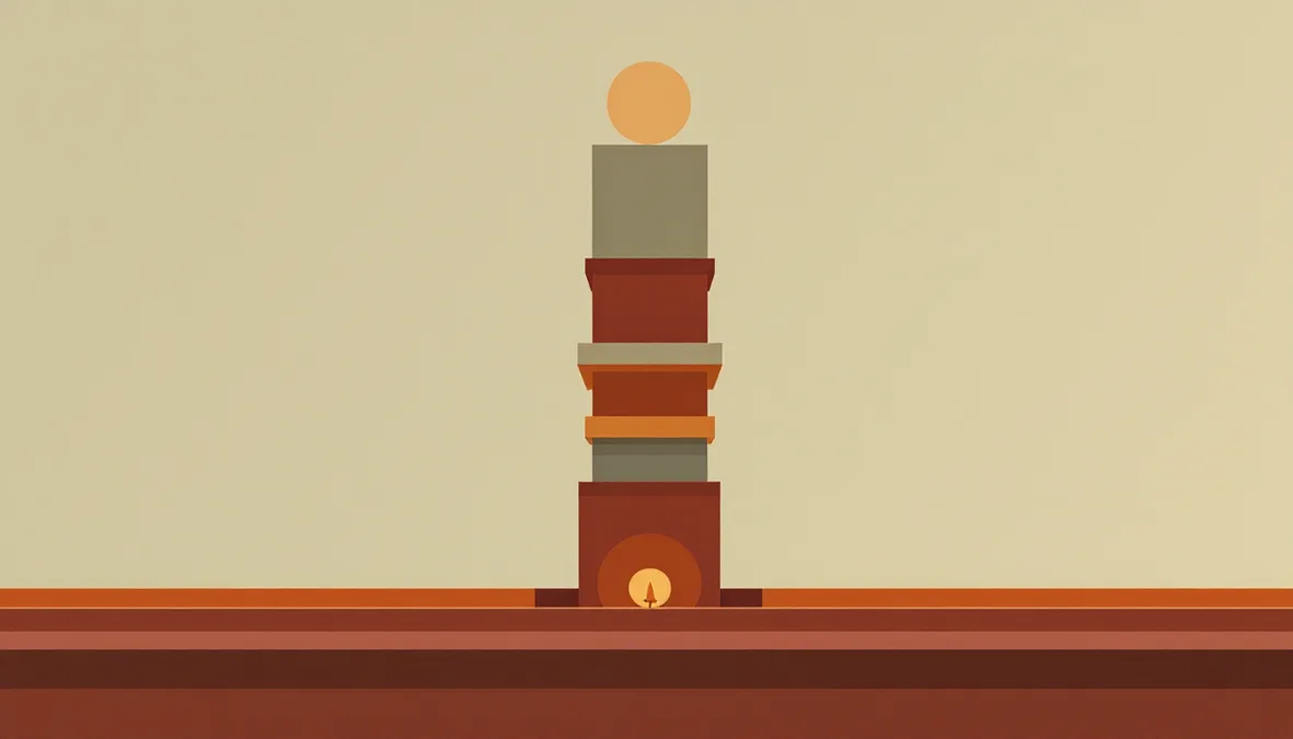 A layered vertical column with a compass and lantern at its base